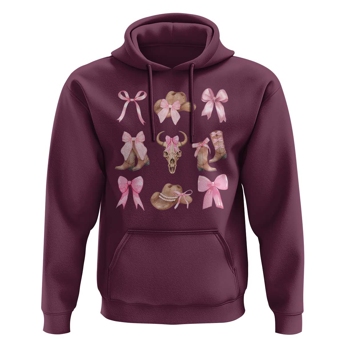 Cowgirl Coquette Hoodie Pink Bow Cowboy Hat Boots Western Country - Wonder Print Shop