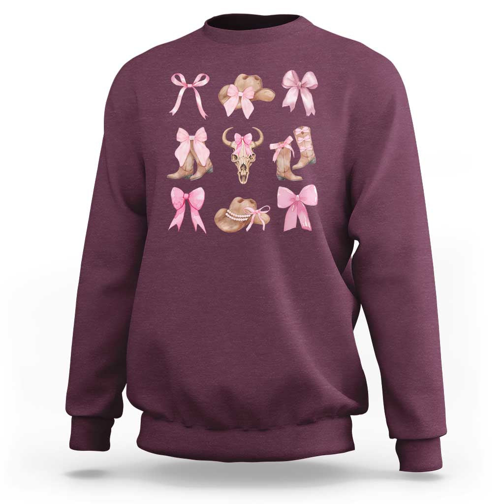 Cowgirl Coquette Sweatshirt Pink Bow Cowboy Hat Boots Western Country - Wonder Print Shop
