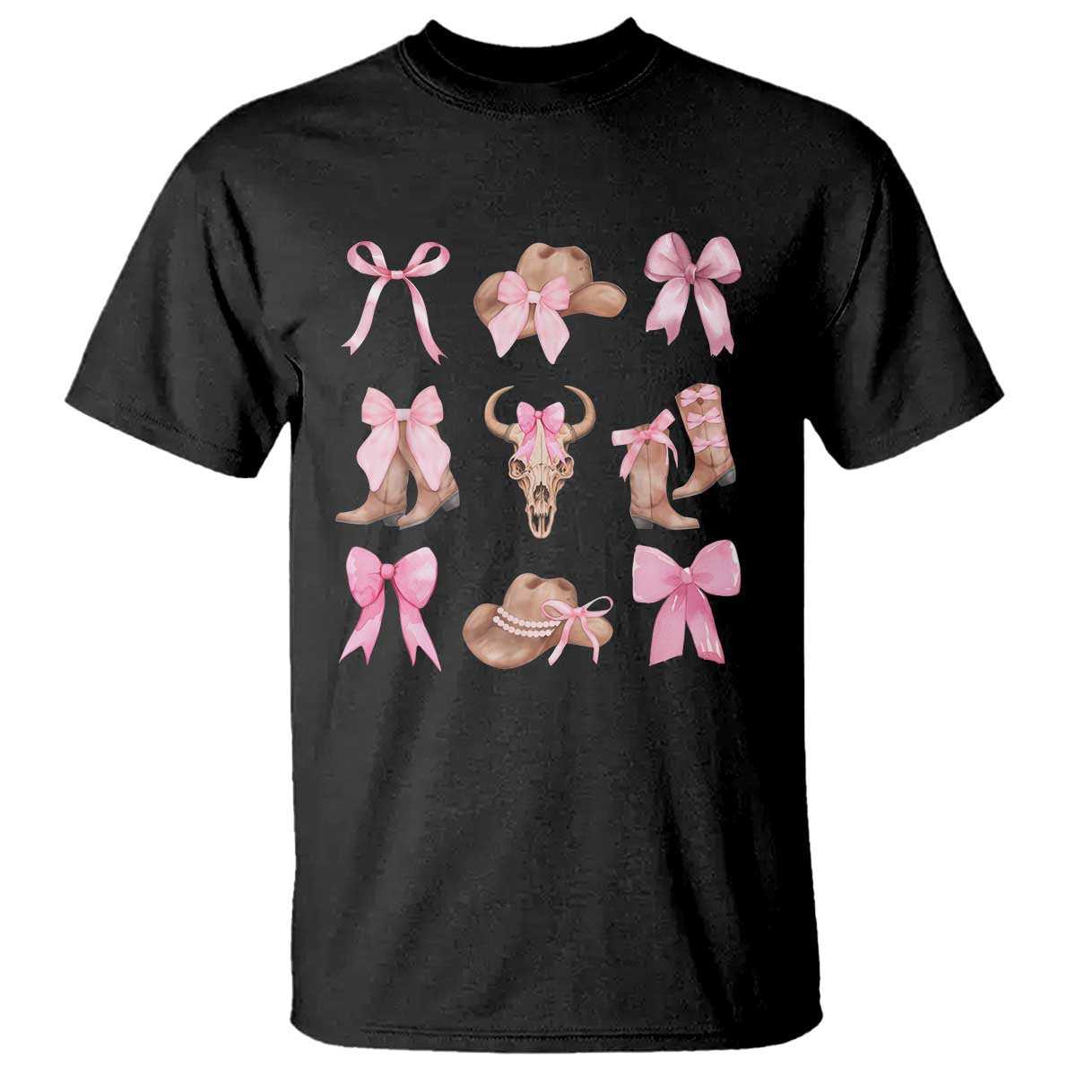 Cowgirl Coquette T Shirt Pink Bow Cowboy Hat Boots Western Country - Wonder Print Shop
