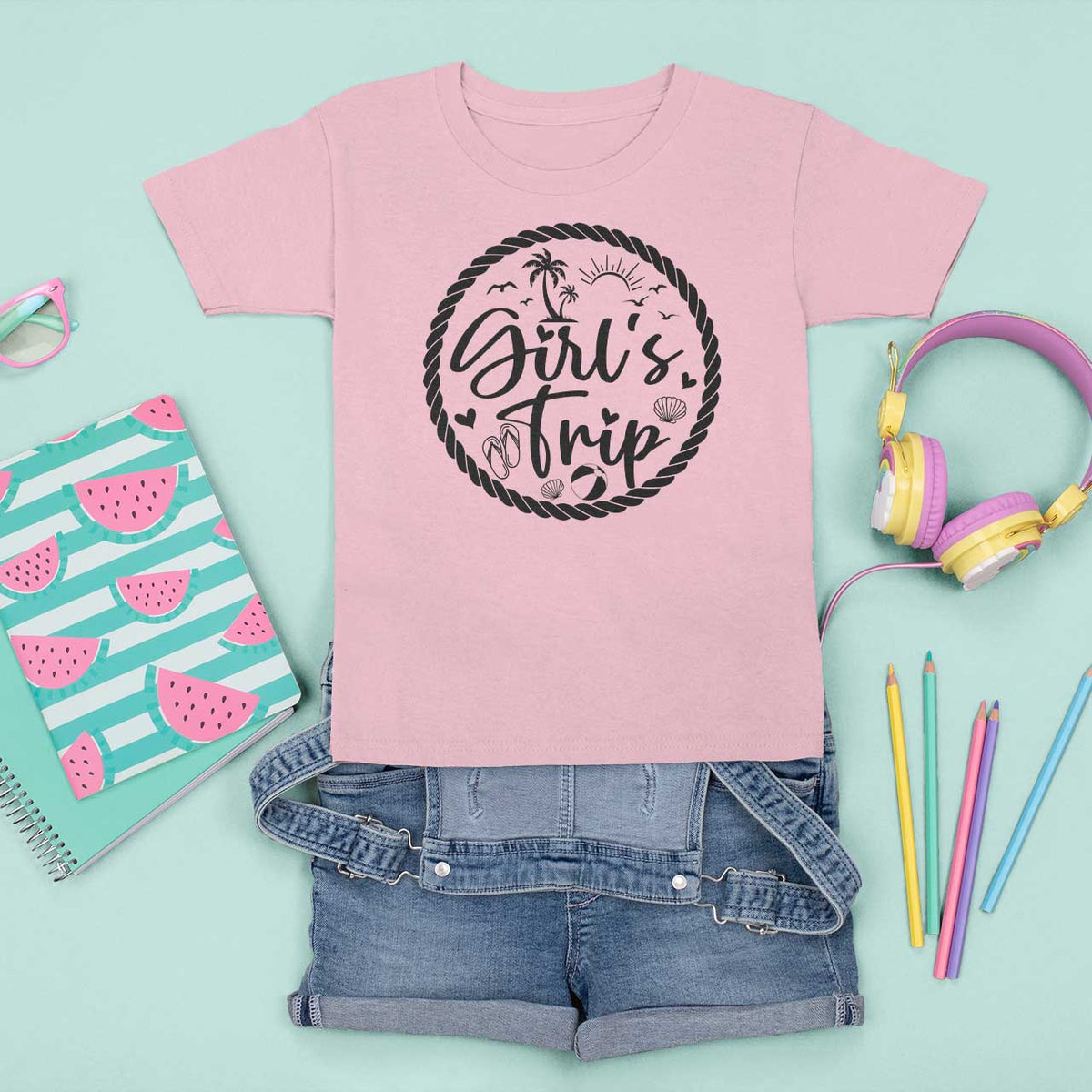 Girls Trip T Shirt For Kid Beach Party Drinks With Friends And Memories - Wonder Print Shop