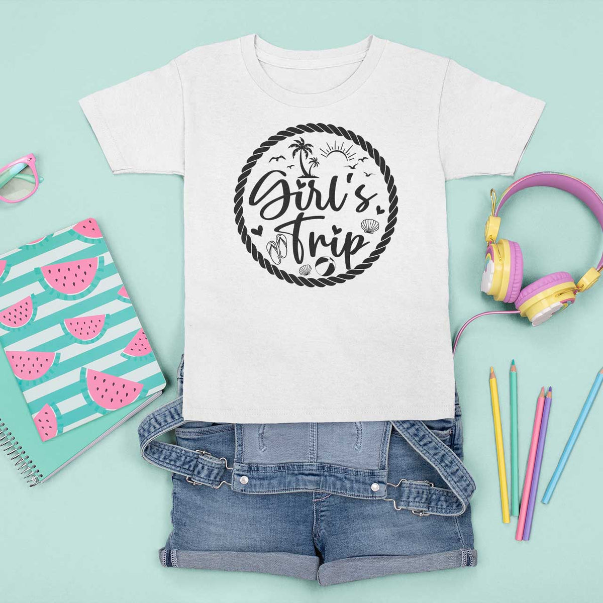 Girls Trip T Shirt For Kid Beach Party Drinks With Friends And Memories - Wonder Print Shop