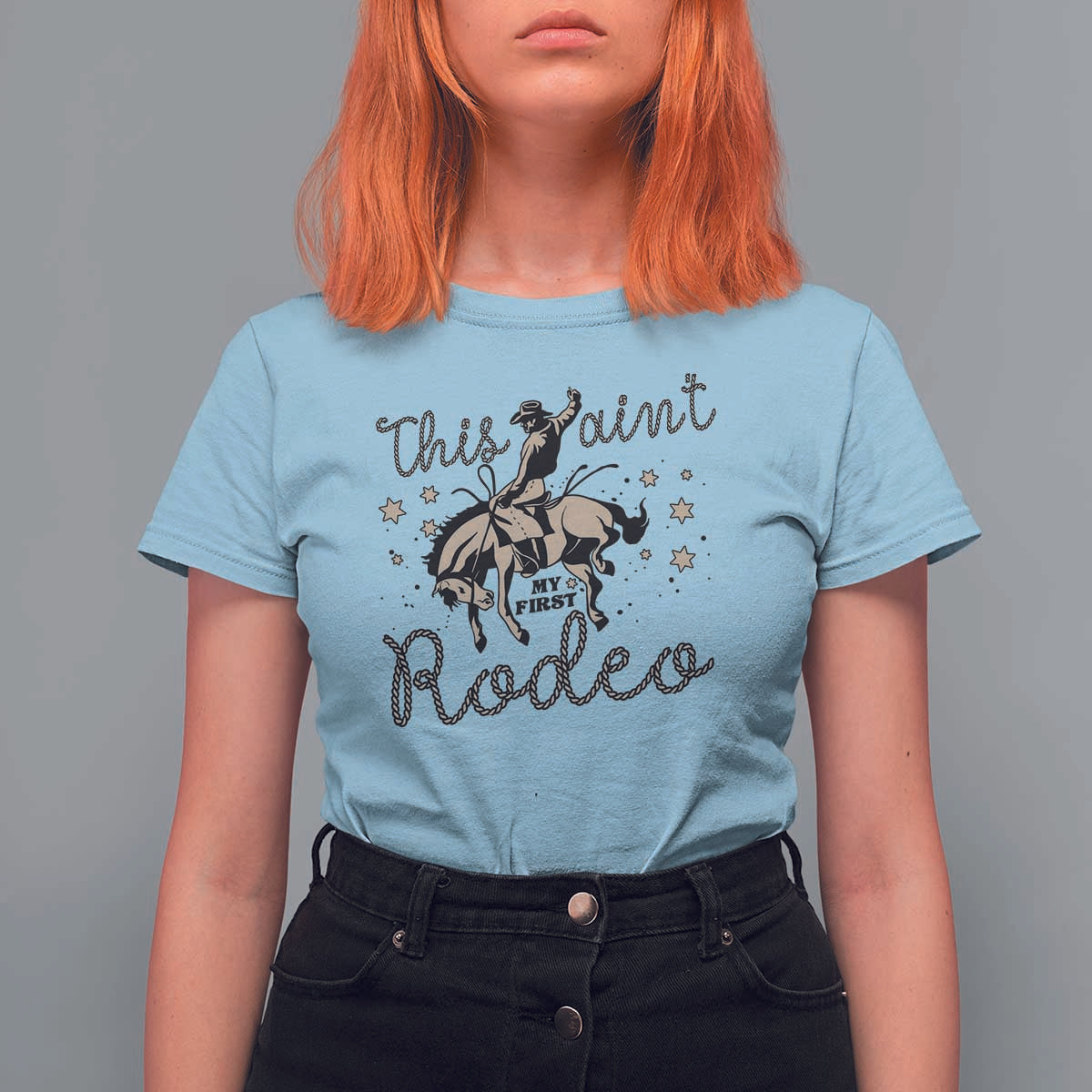 Retro Western Cowboy T Shirt For Women This Ain't My First Rodeo Country Rope - Wonder Print Shop