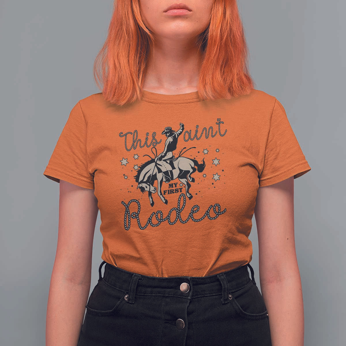 Retro Western Cowboy T Shirt For Women This Ain't My First Rodeo Country Rope - Wonder Print Shop