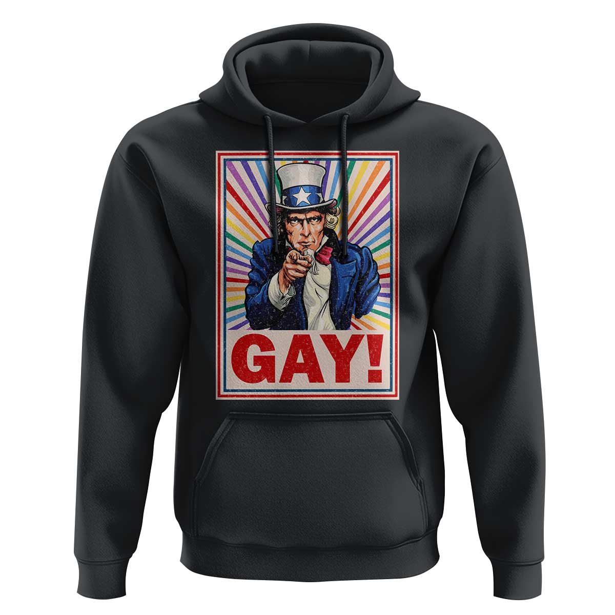 Funny LGBT Hoodie Gay Uncle Sam Ally Pride Month - Wonder Print Shop