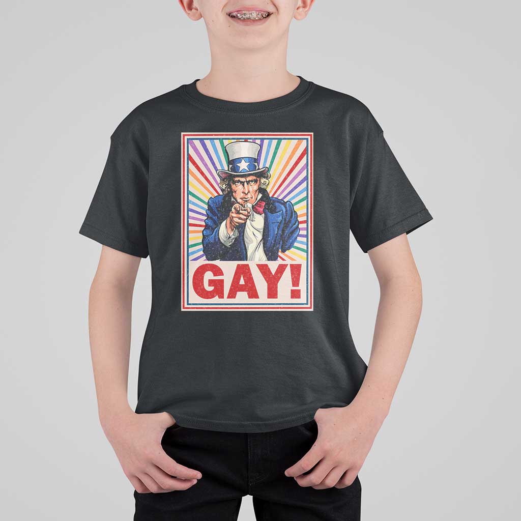 Funny LGBT T Shirt For Kid Gay Uncle Sam Ally Pride Month - Wonder Print Shop
