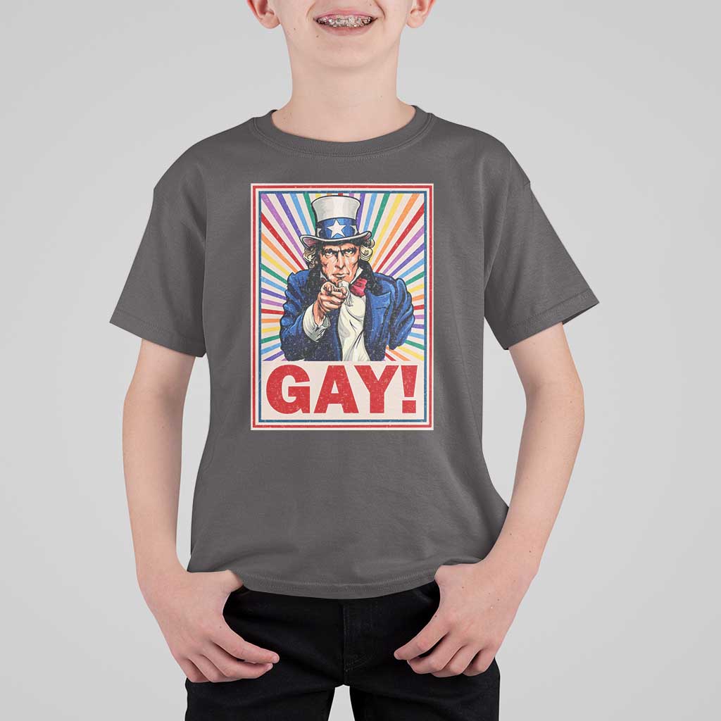 Funny LGBT T Shirt For Kid Gay Uncle Sam Ally Pride Month - Wonder Print Shop
