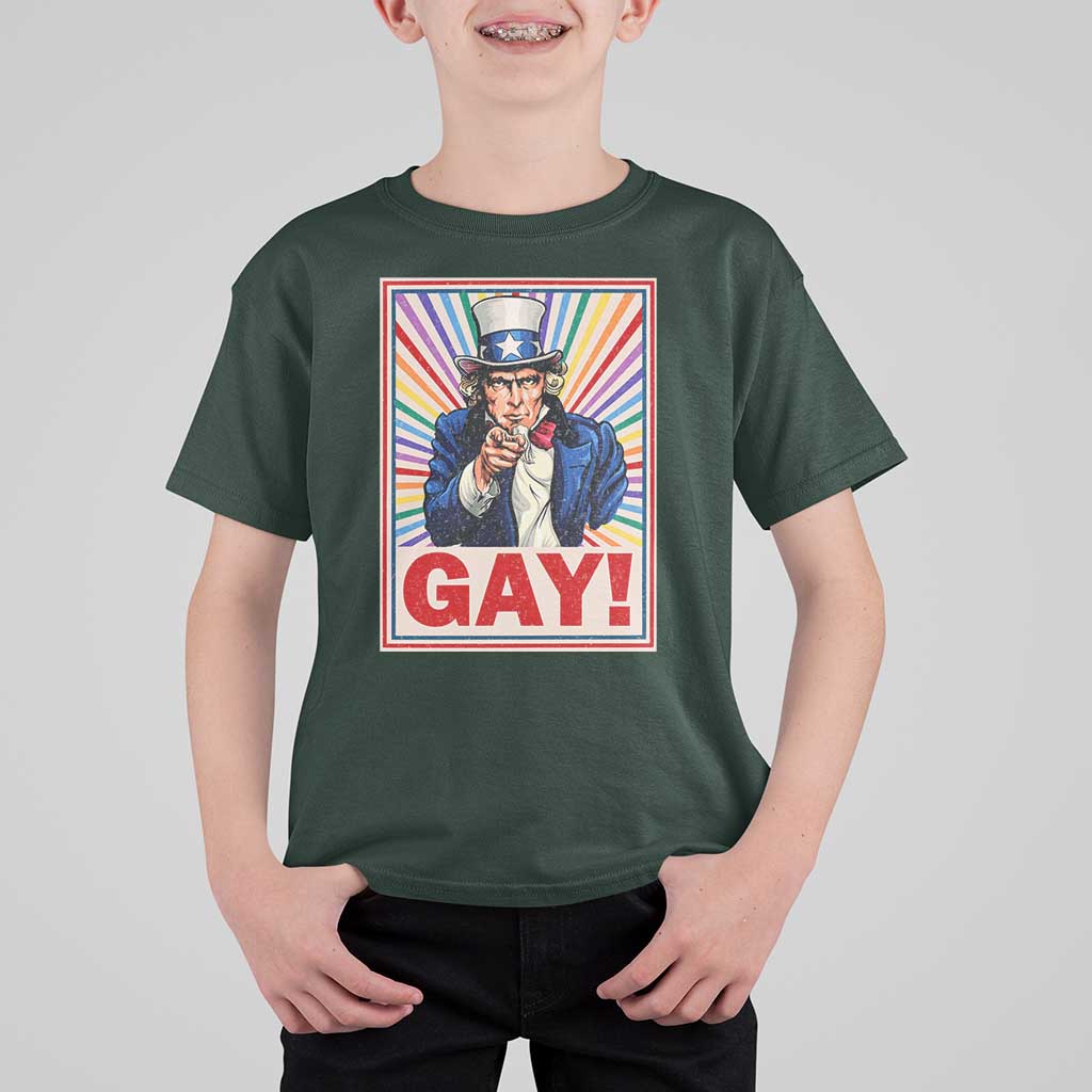 Funny LGBT T Shirt For Kid Gay Uncle Sam Ally Pride Month - Wonder Print Shop