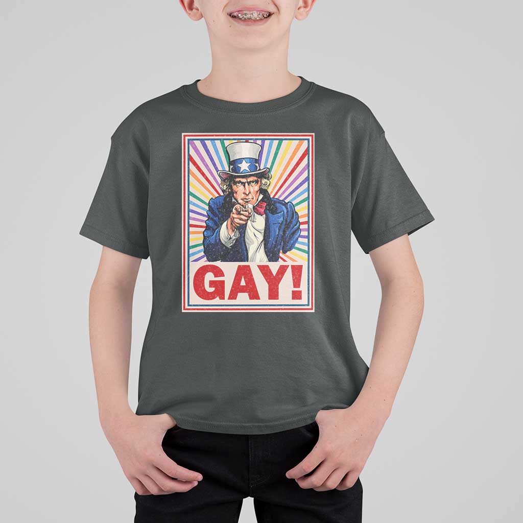 Funny LGBT T Shirt For Kid Gay Uncle Sam Ally Pride Month - Wonder Print Shop