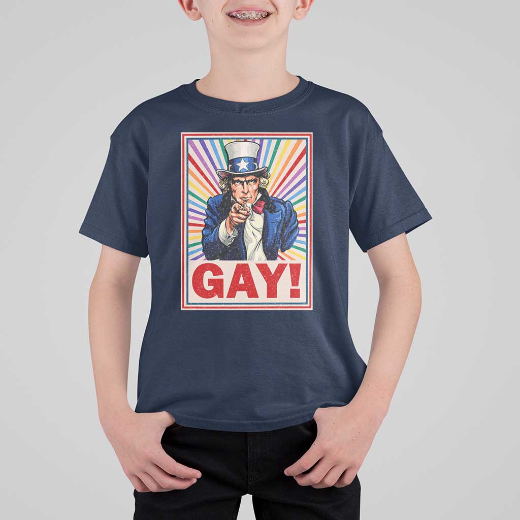 Funny LGBT T Shirt For Kid Gay Uncle Sam Ally Pride Month - Wonder Print Shop