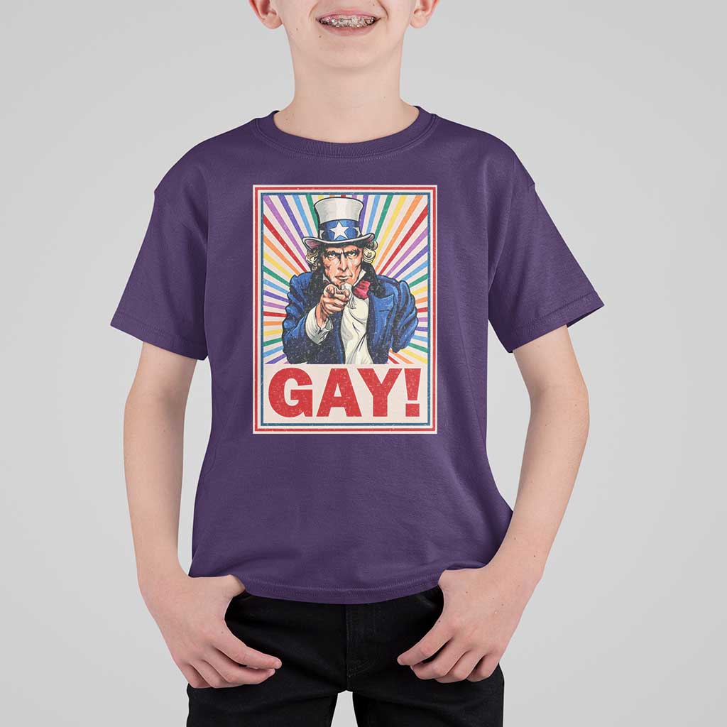 Funny LGBT T Shirt For Kid Gay Uncle Sam Ally Pride Month - Wonder Print Shop