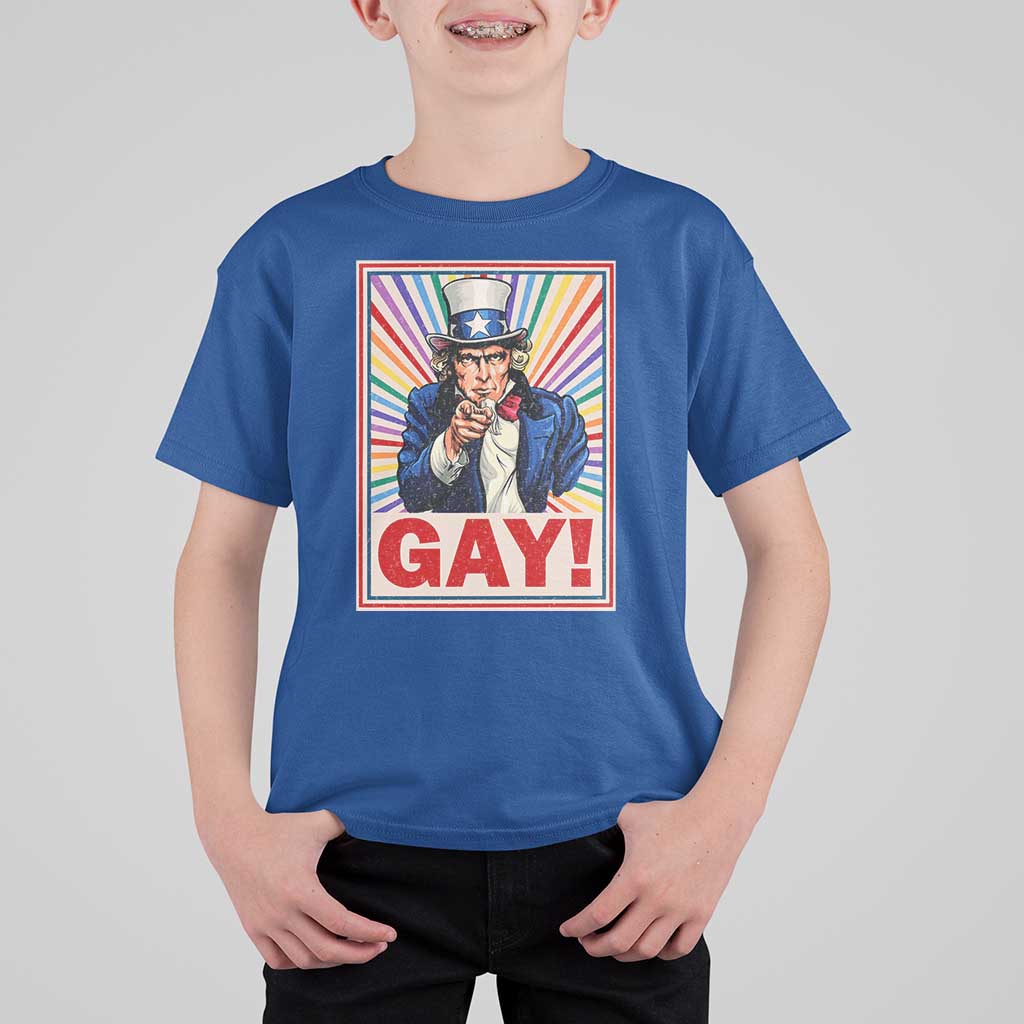 Funny LGBT T Shirt For Kid Gay Uncle Sam Ally Pride Month - Wonder Print Shop