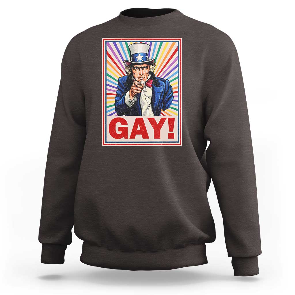 Funny LGBT Sweatshirt Gay Uncle Sam Ally Pride Month - Wonder Print Shop