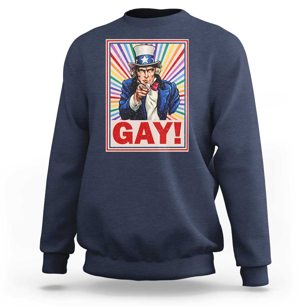 Funny LGBT Sweatshirt Gay Uncle Sam Ally Pride Month - Wonder Print Shop