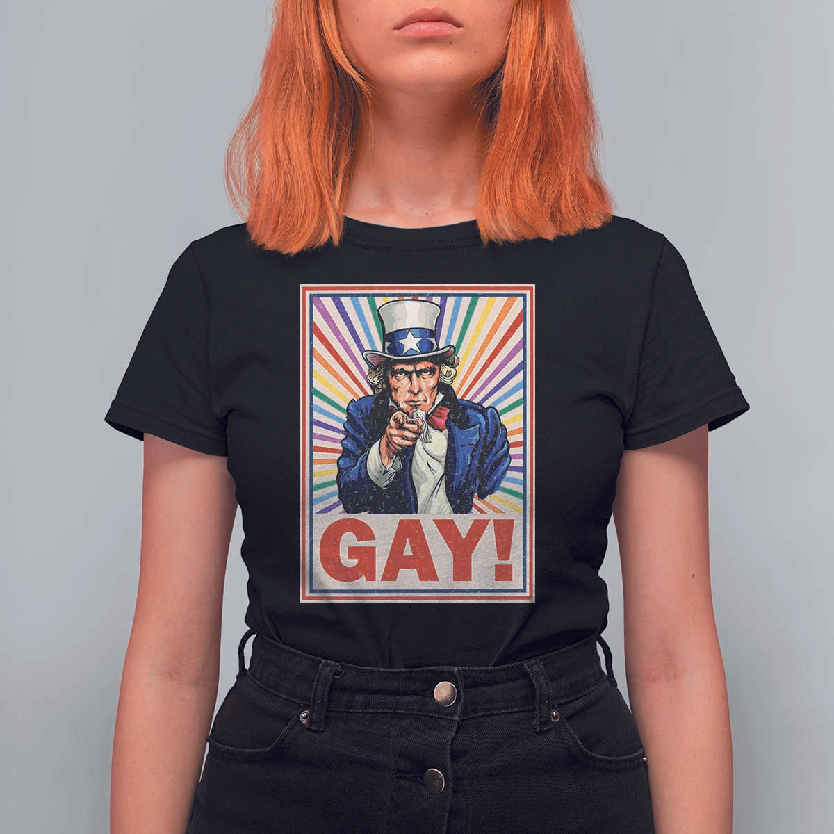 Funny LGBT T Shirt For Women Gay Uncle Sam Ally Pride Month - Wonder Print Shop