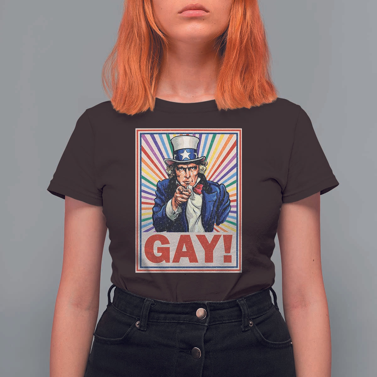 Funny LGBT T Shirt For Women Gay Uncle Sam Ally Pride Month - Wonder Print Shop