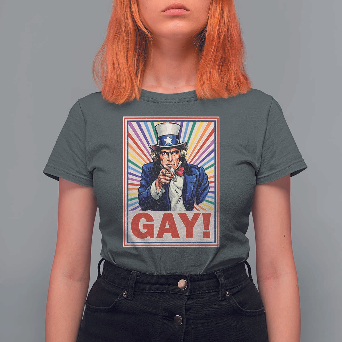 Funny LGBT T Shirt For Women Gay Uncle Sam Ally Pride Month - Wonder Print Shop