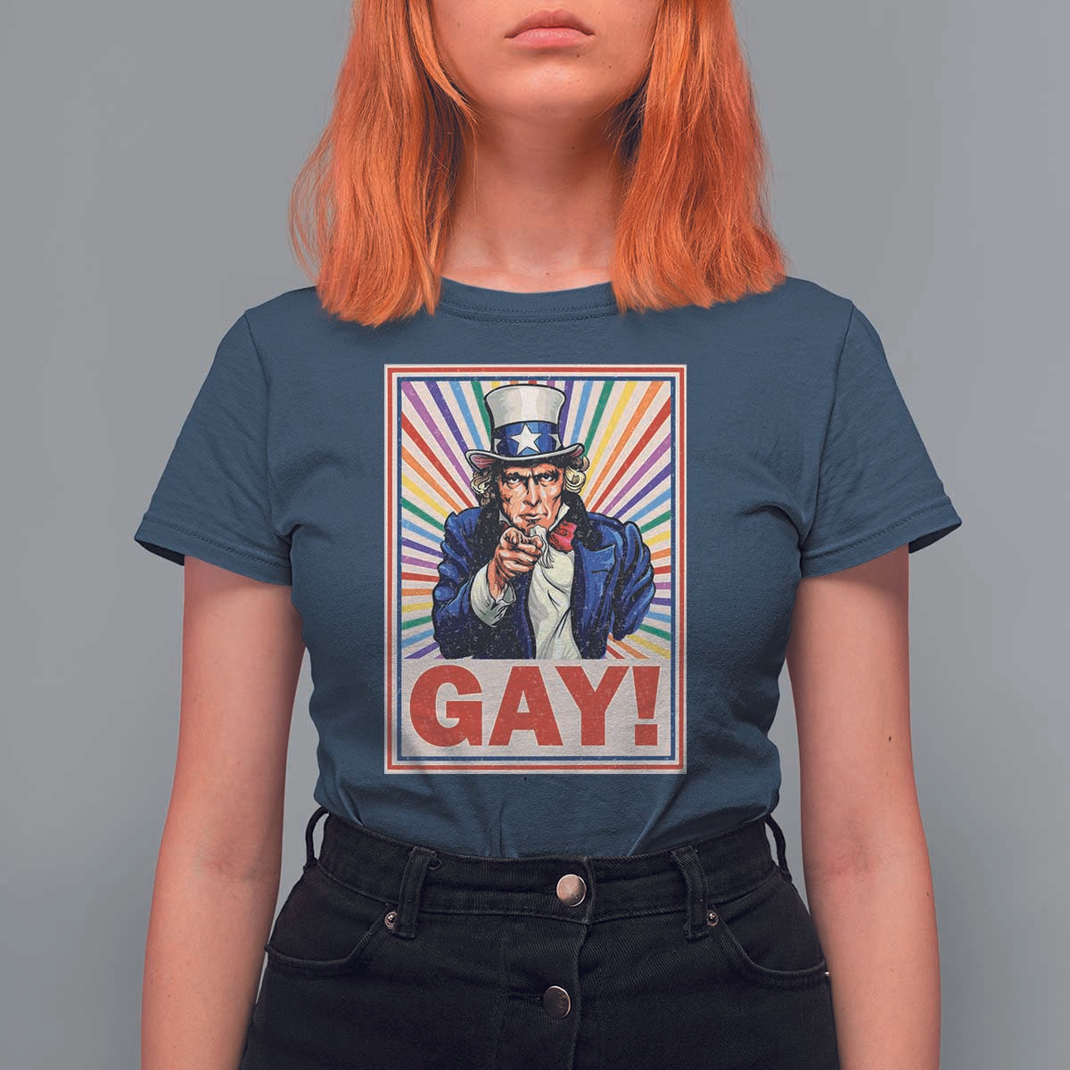 Funny LGBT T Shirt For Women Gay Uncle Sam Ally Pride Month - Wonder Print Shop