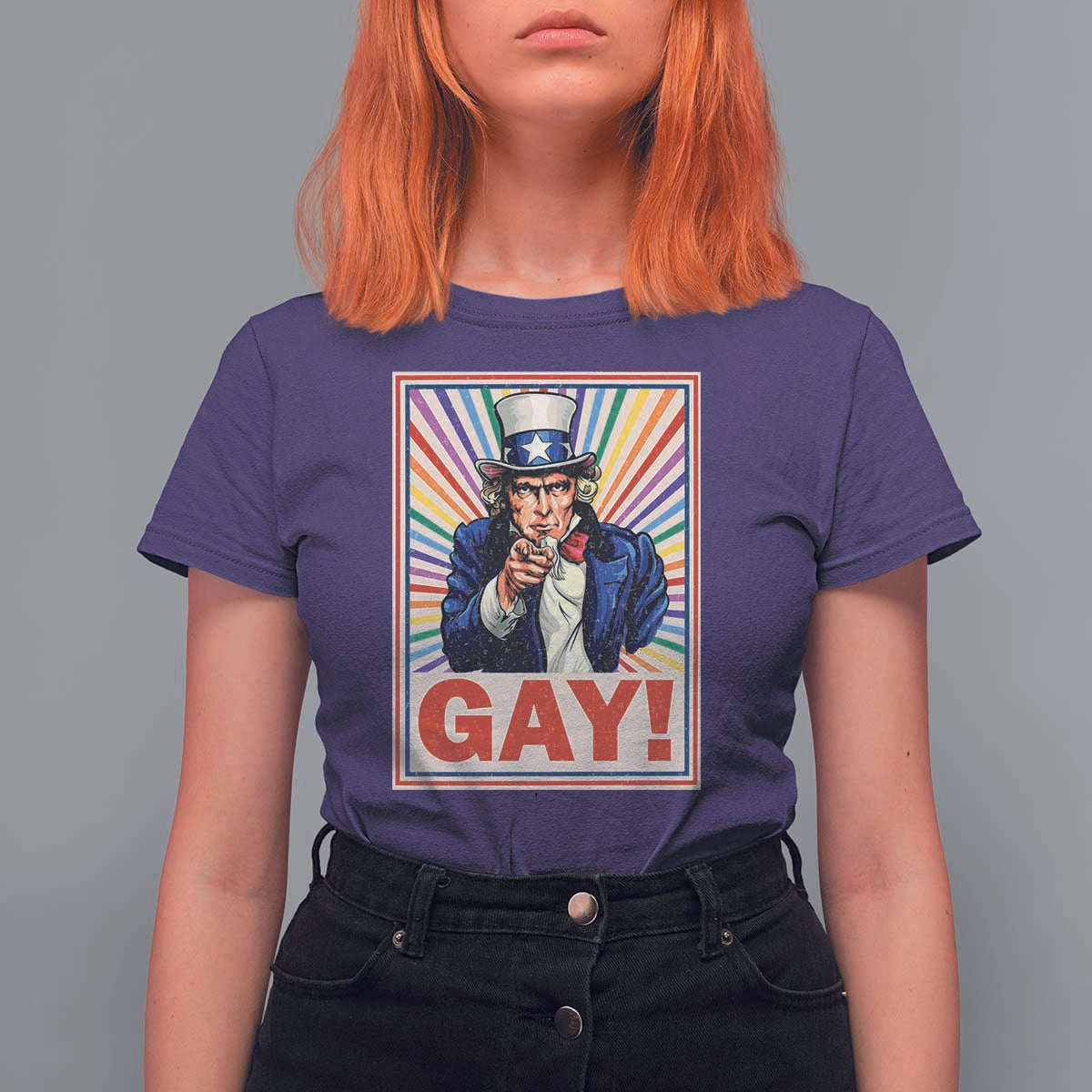 Funny LGBT T Shirt For Women Gay Uncle Sam Ally Pride Month - Wonder Print Shop