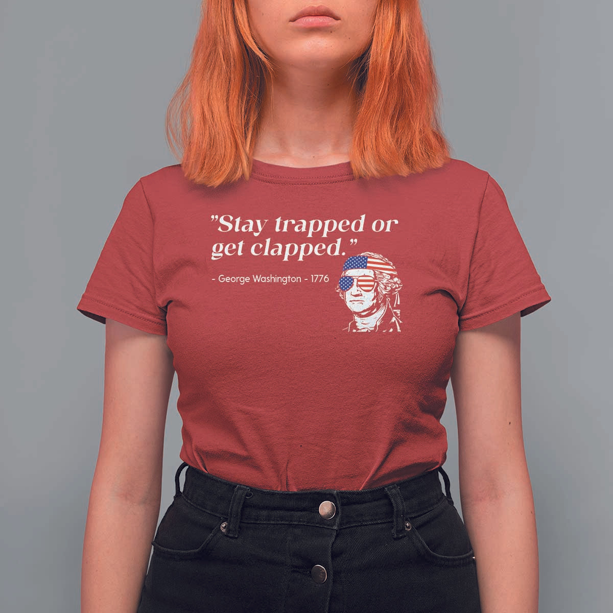 Funny 4th Of July T Shirt For Women Stay Strapped Or Get Clapped - Wonder Print Shop