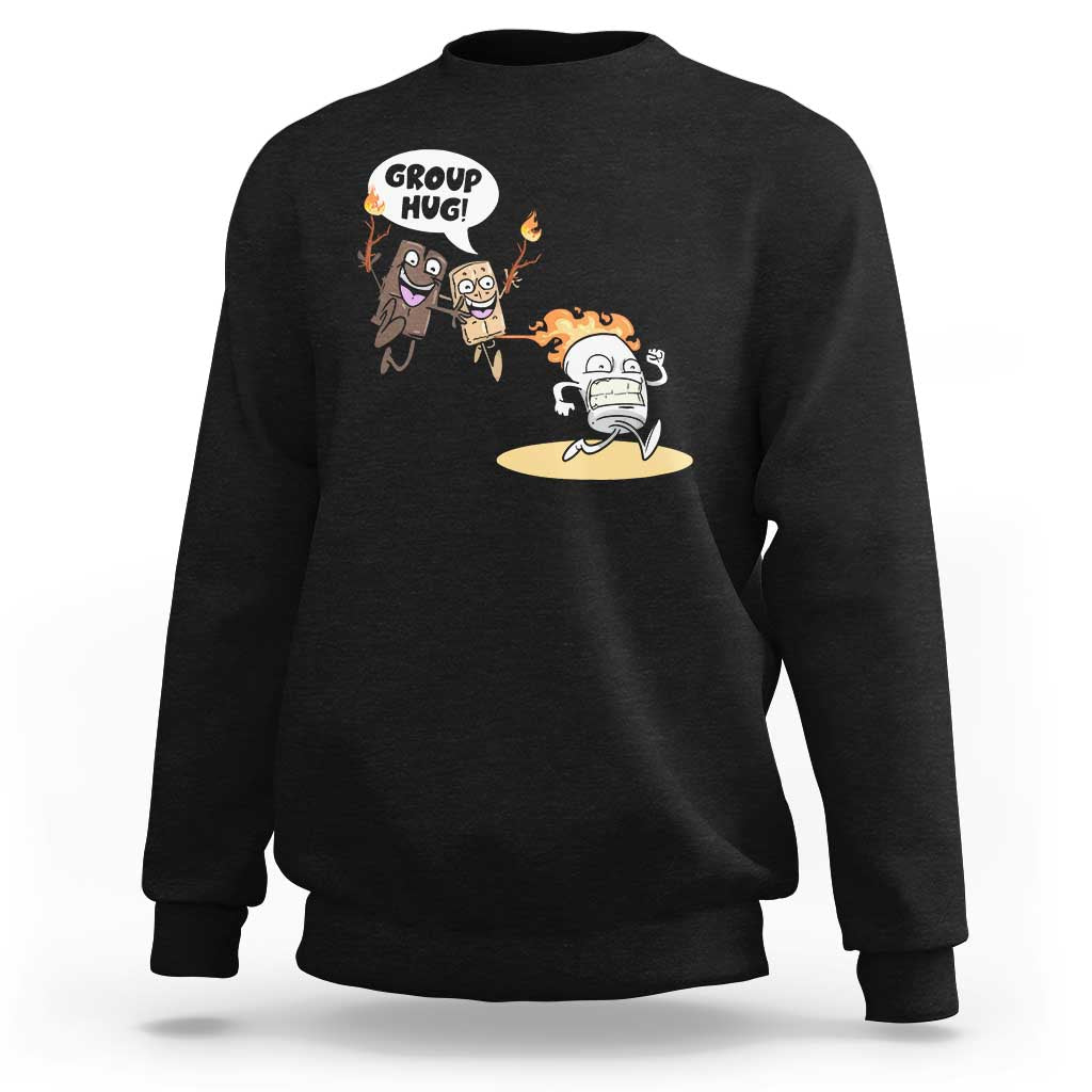 Funny Camping Sweatshirt Group Hug S'more Roasting Outdoor - Wonder Print Shop