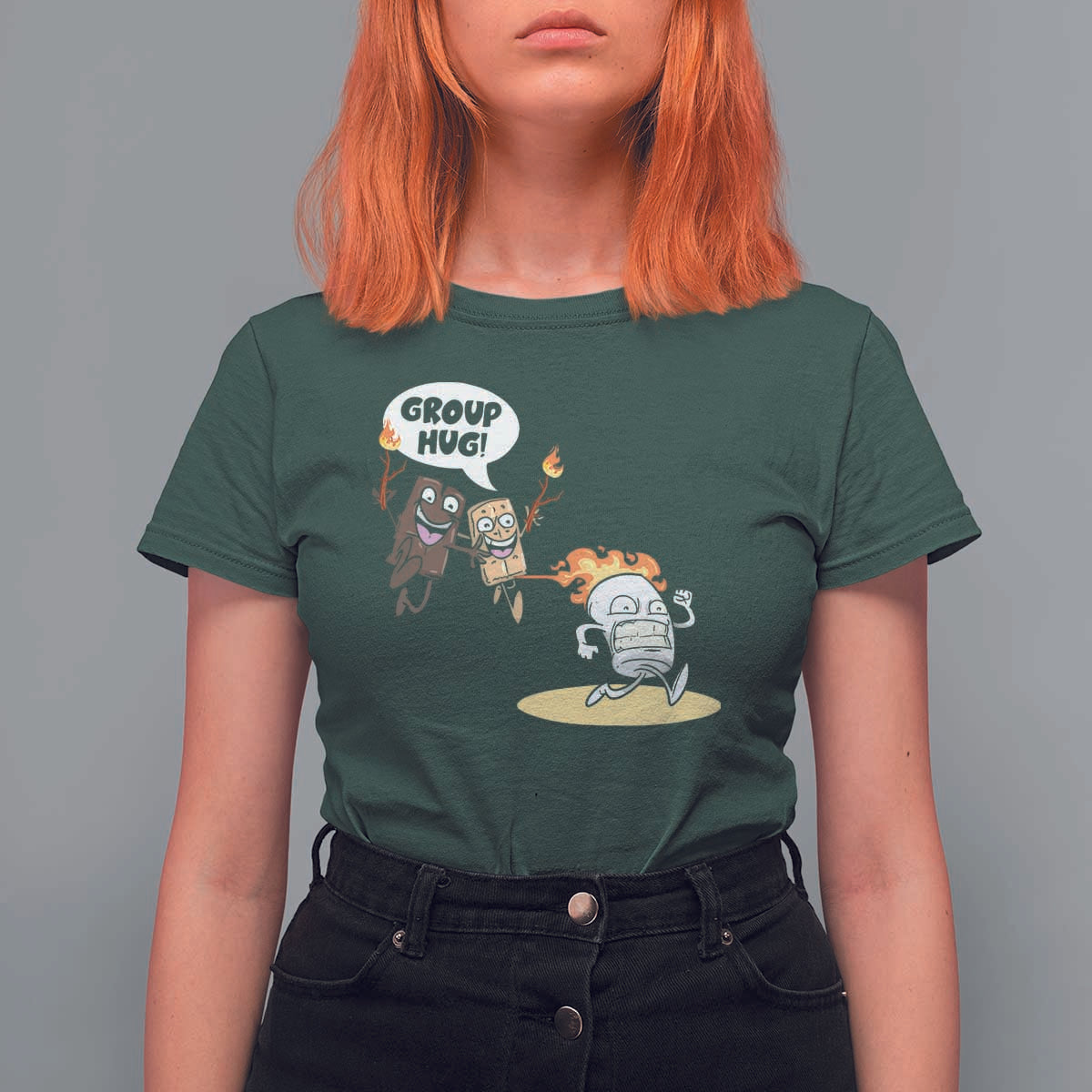 Funny Camping T Shirt For Women Group Hug S'more Roasting Outdoor - Wonder Print Shop