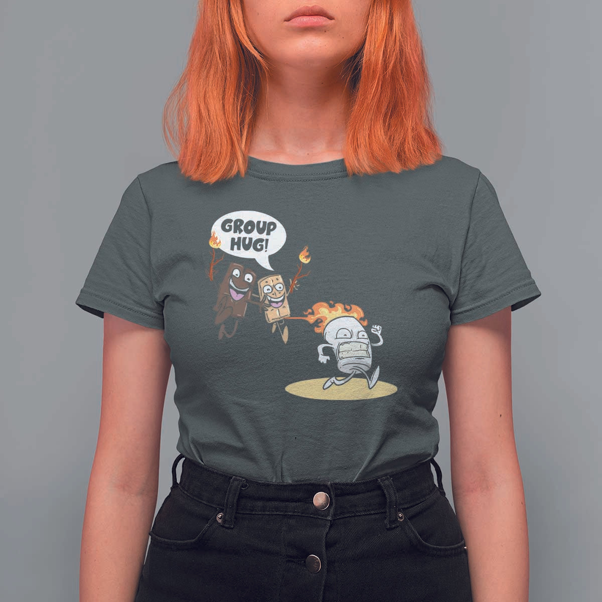 Funny Camping T Shirt For Women Group Hug S'more Roasting Outdoor - Wonder Print Shop