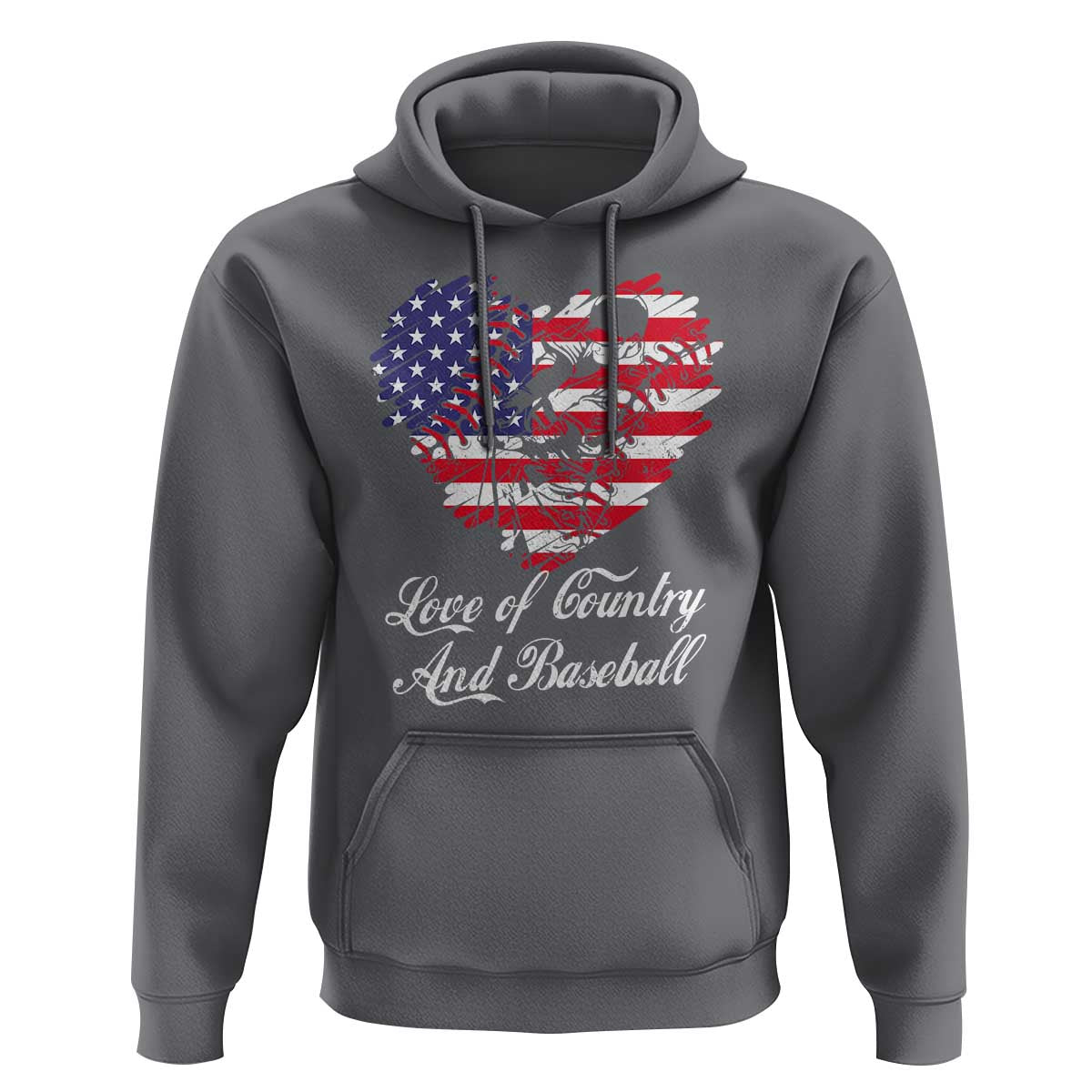 Baseball Hoodie Love Of Country And Base Ball Vintage Heart USA Flag - Wonder Print Shop