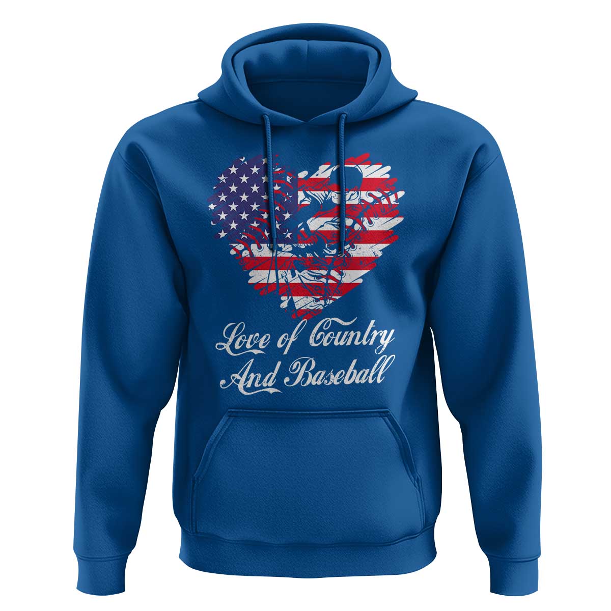 Baseball Hoodie Love Of Country And Base Ball Vintage Heart USA Flag - Wonder Print Shop