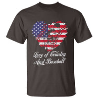 Baseball T Shirt Love Of Country And Base Ball Vintage Heart USA Flag - Wonder Print Shop