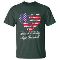 Baseball T Shirt Love Of Country And Base Ball Vintage Heart USA Flag - Wonder Print Shop