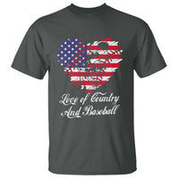 Baseball T Shirt Love Of Country And Base Ball Vintage Heart USA Flag - Wonder Print Shop