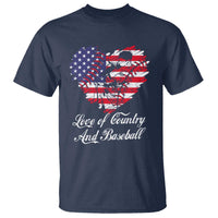 Baseball T Shirt Love Of Country And Base Ball Vintage Heart USA Flag - Wonder Print Shop