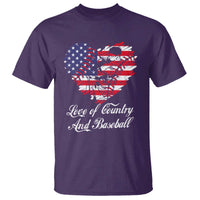 Baseball T Shirt Love Of Country And Base Ball Vintage Heart USA Flag - Wonder Print Shop