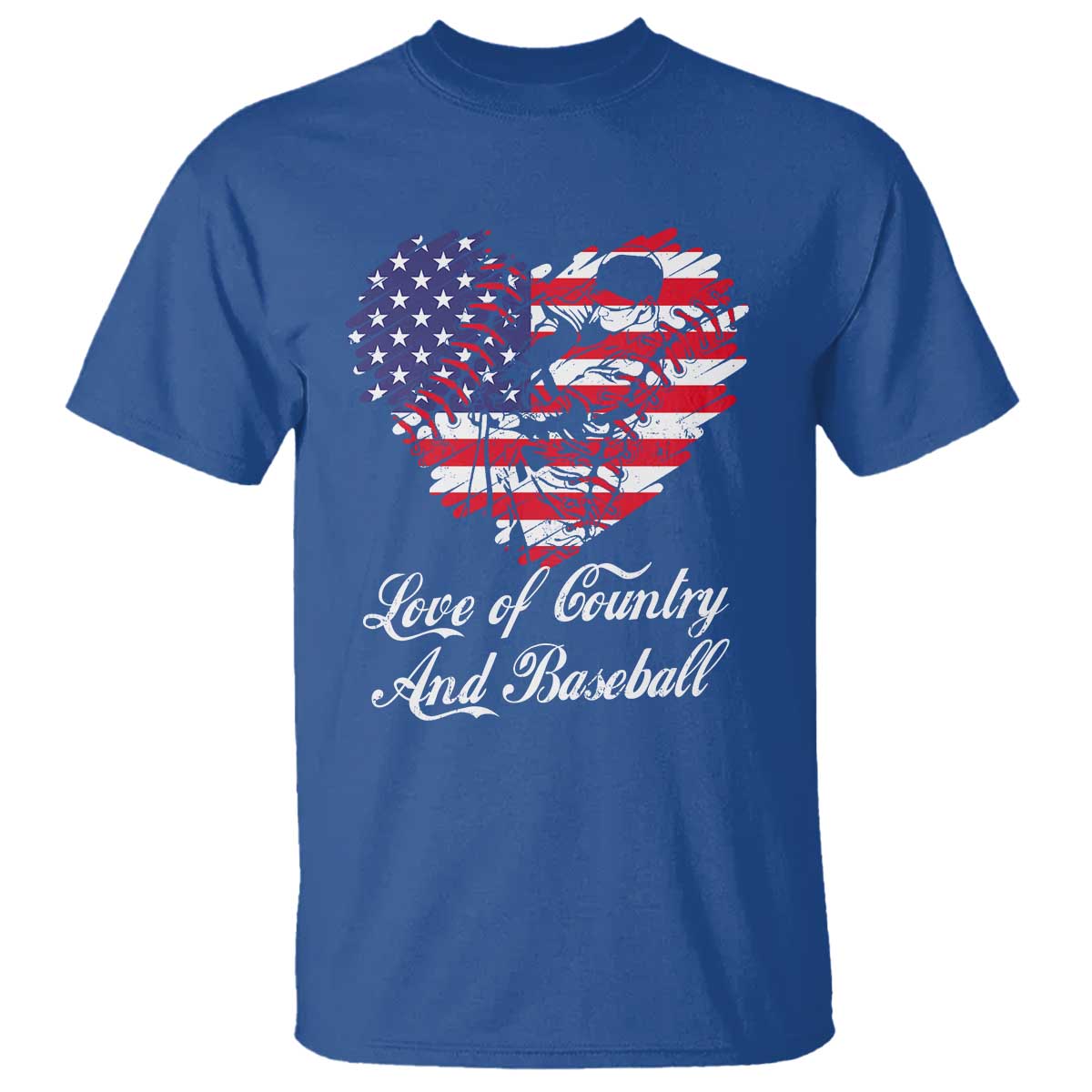Baseball T Shirt Love Of Country And Base Ball Vintage Heart USA Flag - Wonder Print Shop