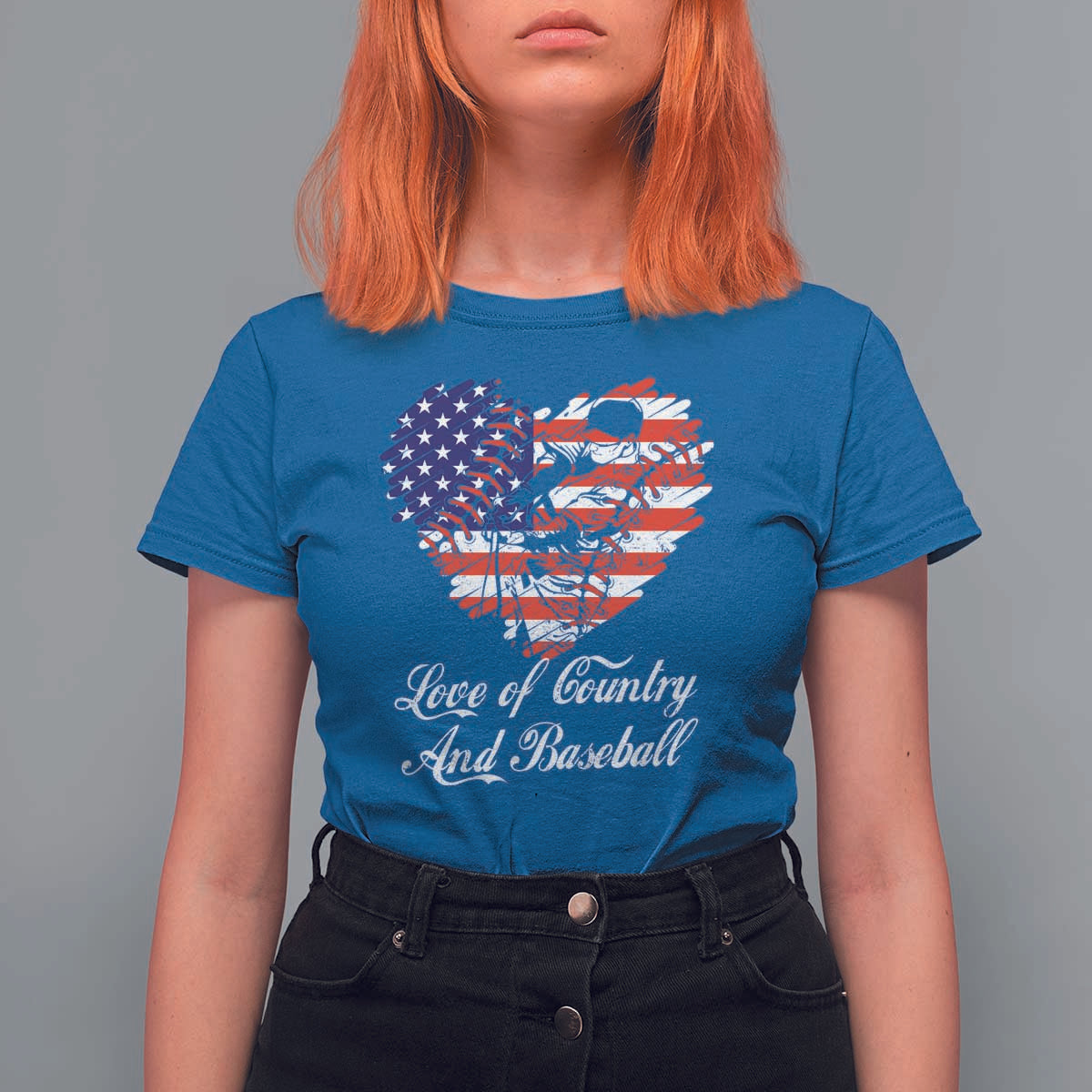 Baseball T Shirt For Women Love Of Country And Base Ball Vintage Heart USA Flag - Wonder Print Shop
