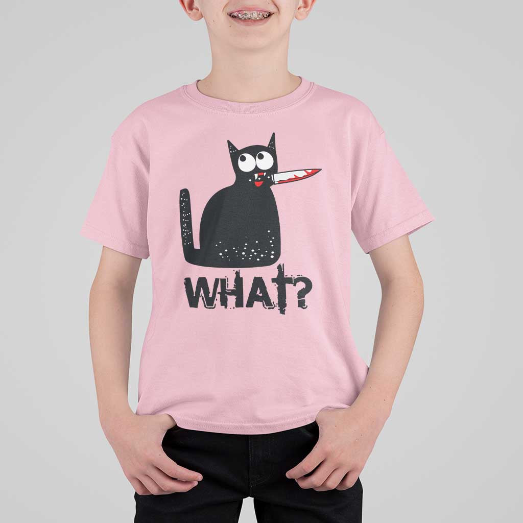 Funny Black Cat T Shirt For Kid What Kitten Murderous - Wonder Print Shop