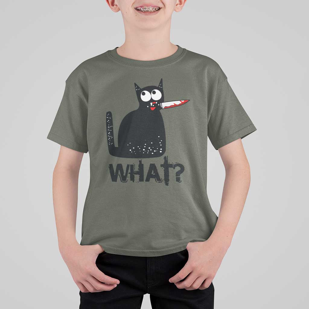 Funny Black Cat T Shirt For Kid What Kitten Murderous - Wonder Print Shop