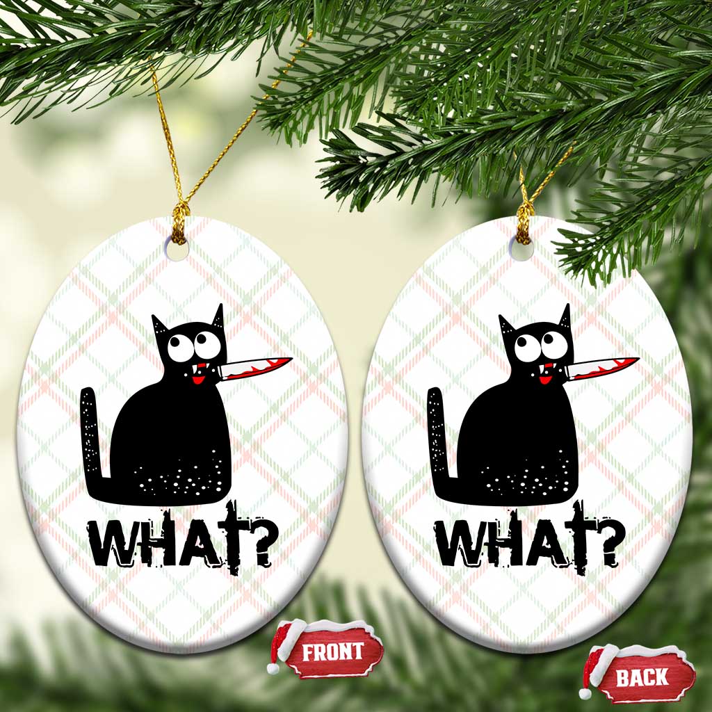 Funny Black Cat Ceramic Ornament What Kitten Murderous - Wonder Print Shop