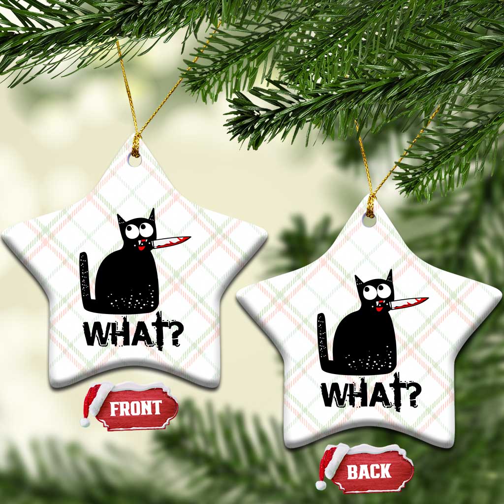Funny Black Cat Ceramic Ornament What Kitten Murderous - Wonder Print Shop