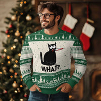 Funny Black Cat Ugly Christmas Sweater What Kitten Murderous - Wonder Print Shop