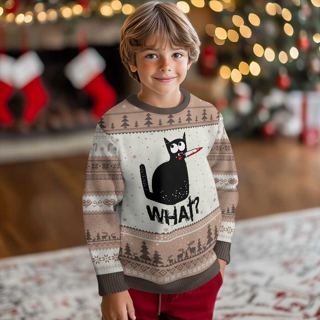 Funny Black Cat Ugly Christmas Sweater What Kitten Murderous - Wonder Print Shop