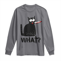 Funny Black Cat Long Sleeve Shirt What Kitten Murderous - Wonder Print Shop