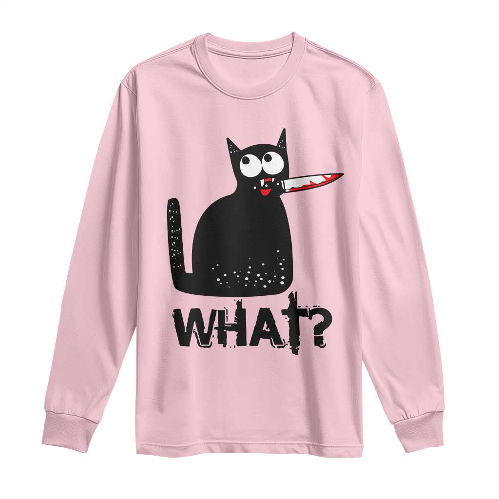 Funny Black Cat Long Sleeve Shirt What Kitten Murderous - Wonder Print Shop