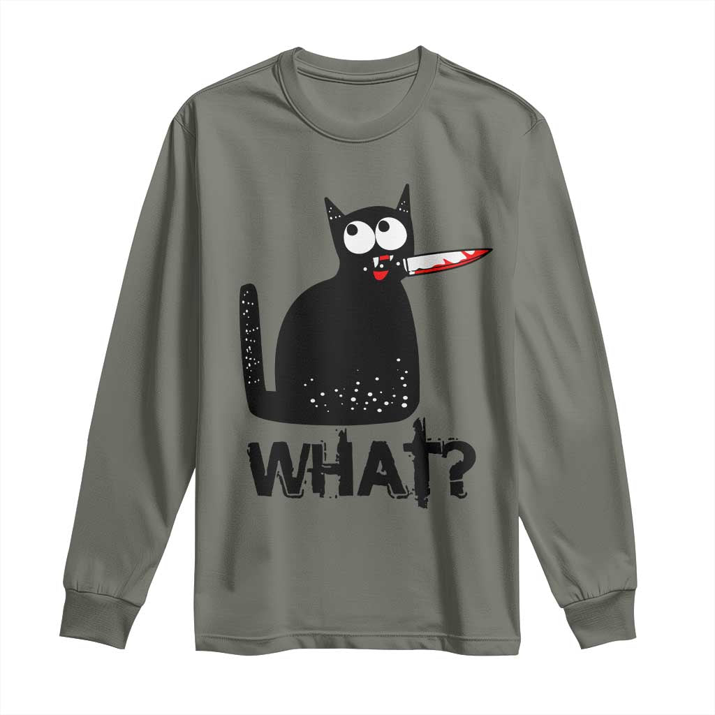 Funny Black Cat Long Sleeve Shirt What Kitten Murderous - Wonder Print Shop