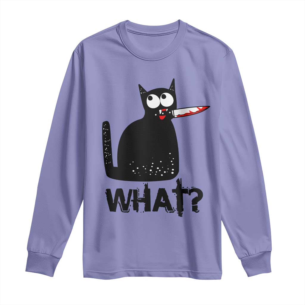 Funny Black Cat Long Sleeve Shirt What Kitten Murderous - Wonder Print Shop