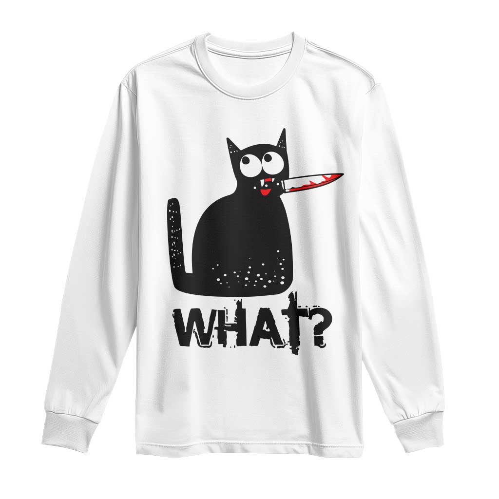 Funny Black Cat Long Sleeve Shirt What Kitten Murderous - Wonder Print Shop