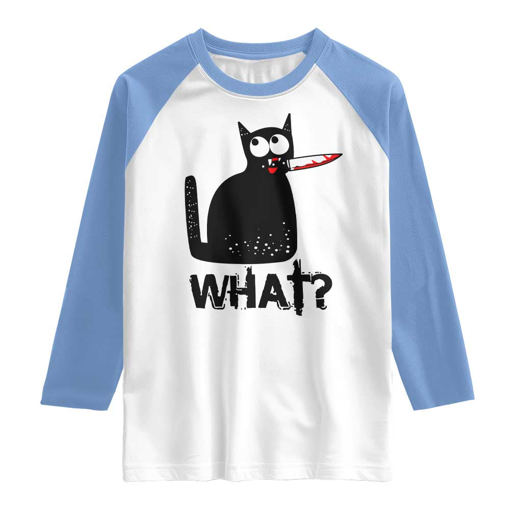 Funny Black Cat Raglan Shirt What Kitten Murderous - Wonder Print Shop