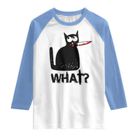 Funny Black Cat Raglan Shirt What Kitten Murderous - Wonder Print Shop