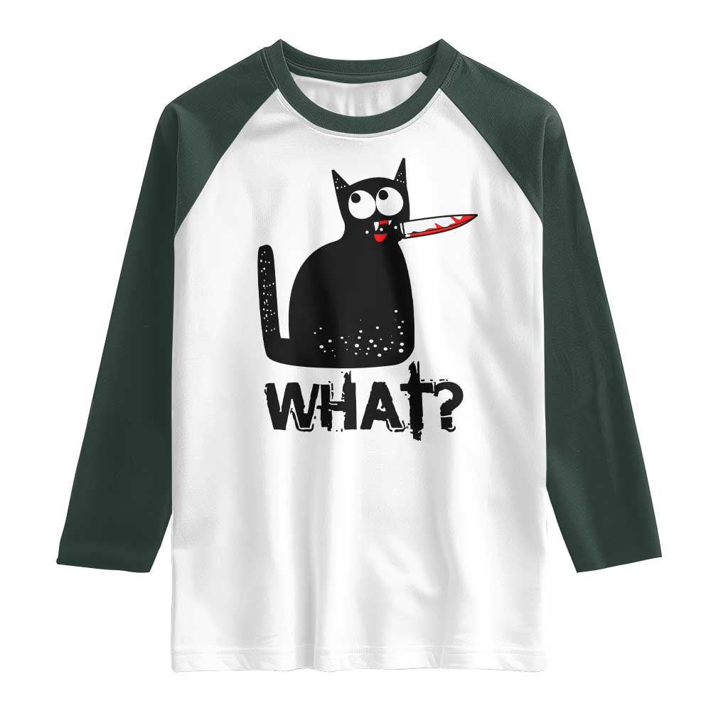 Funny Black Cat Raglan Shirt What Kitten Murderous - Wonder Print Shop