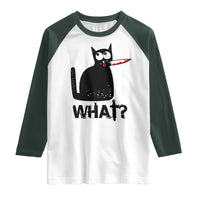 Funny Black Cat Raglan Shirt What Kitten Murderous - Wonder Print Shop